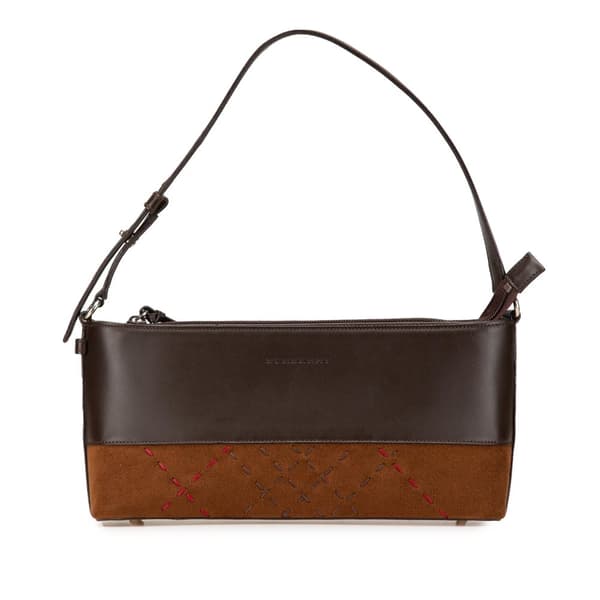 Pre-owned Burberry Calfskin and Suede Stitch Shoulder Bag Brown