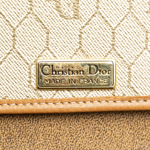 Pre-owned Dior Honeycomb Coated Canvas Chain Shoulder Bag Brown