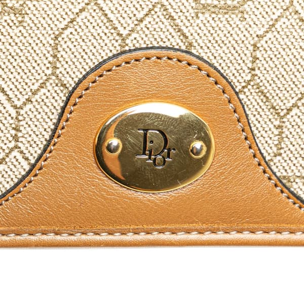 Pre-owned Dior Honeycomb Coated Canvas Chain Shoulder Bag Brown