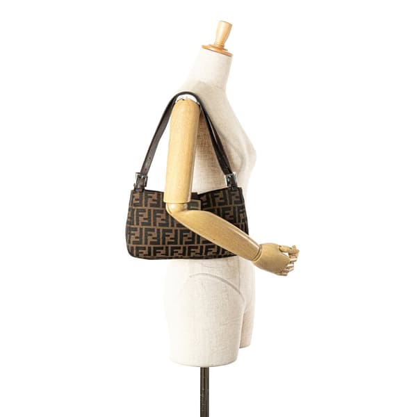 Pre-owned Fendi Zucca Canvas Shoulder Bag Brown
