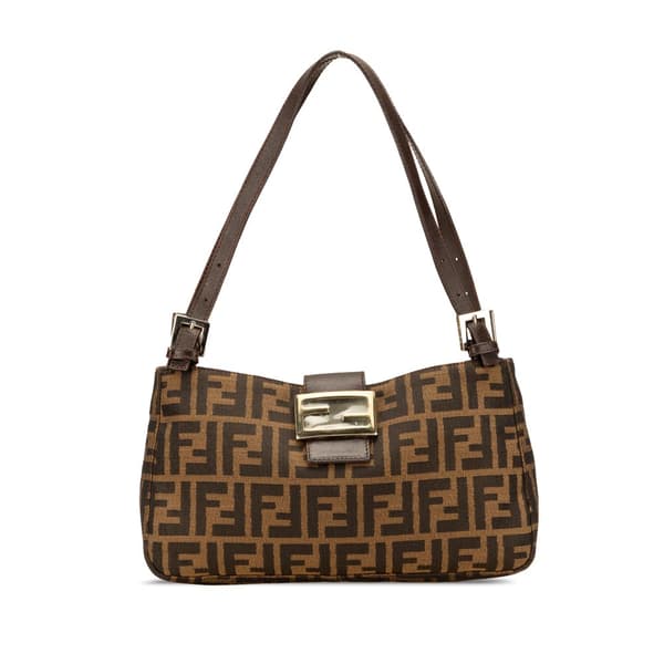 Pre-owned Fendi Zucca Canvas Shoulder Bag Brown