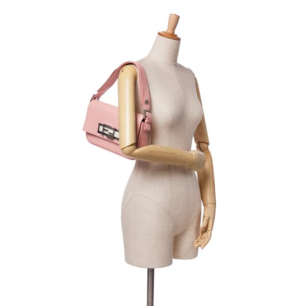 Pre-owned Fendi Calfskin 3Baguette Shoulder Bag Pink