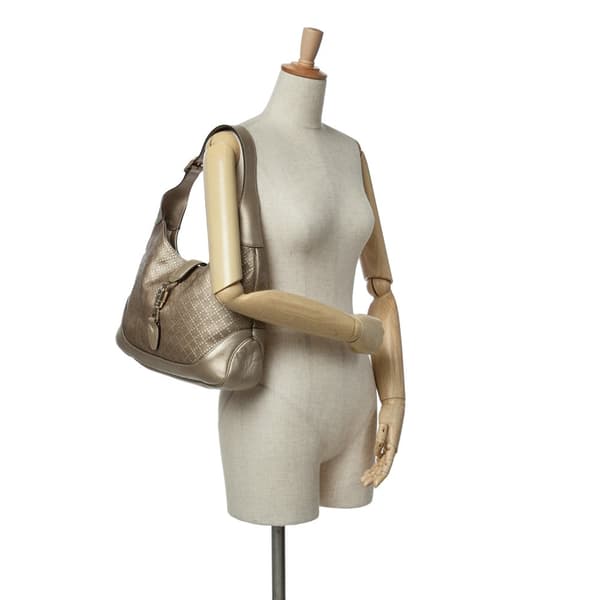 Pre-owned Gucci Diamante Leather Jackie O Bouvier Shoulder Bag Gold
