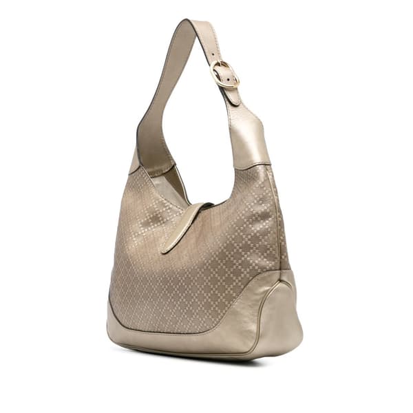 Pre-owned Gucci Diamante Leather Jackie O Bouvier Shoulder Bag Gold