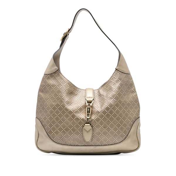 Pre-owned Gucci Diamante Leather Jackie O Bouvier Shoulder Bag Gold