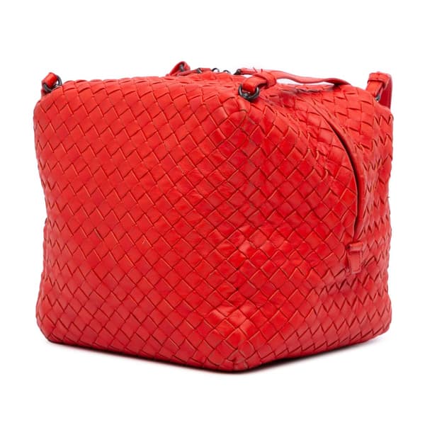 Pre-owned Bottega Veneta Nappa Intrecciato Cube Shoulder Bag Red