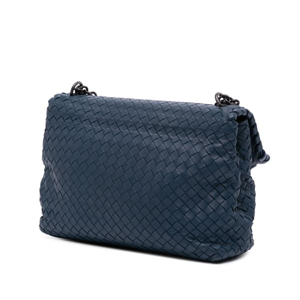 Pre-owned Bottega Veneta Medium Nappa Intrecciato Olimpia Shoulder Bag Blue