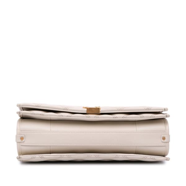 Pre-owned Saint Laurent Small Quilted Lambskin Becky Chain Shoulder Bag White