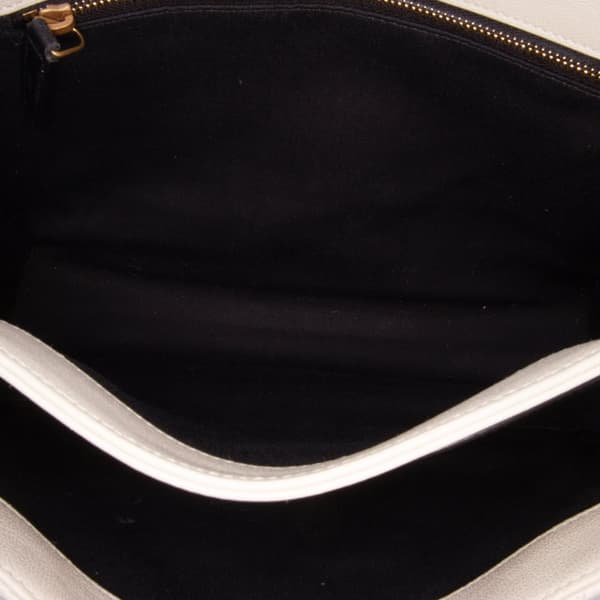 Pre-owned Saint Laurent Small Quilted Lambskin Becky Chain Shoulder Bag White