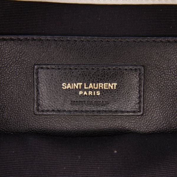 Pre-owned Saint Laurent Small Quilted Lambskin Becky Chain Shoulder Bag White