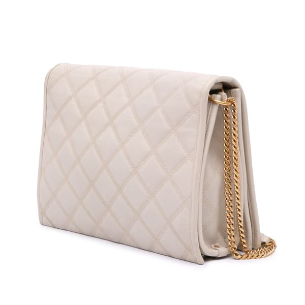 Pre-owned Saint Laurent Small Quilted Lambskin Becky Chain Shoulder Bag White