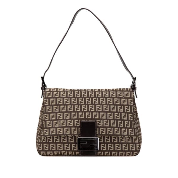 Pre-owned Fendi Zucchino Canvas Mamma Forever Brown