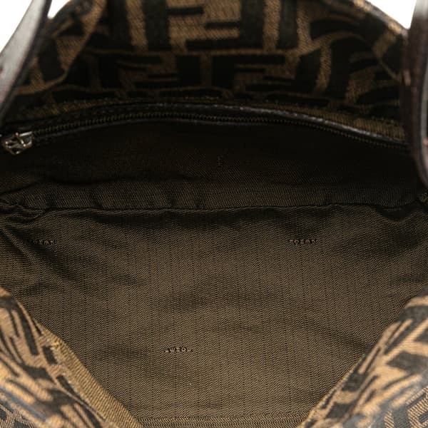Pre-owned Fendi Zucca Canvas Double Flap Shoulder Bag Brown
