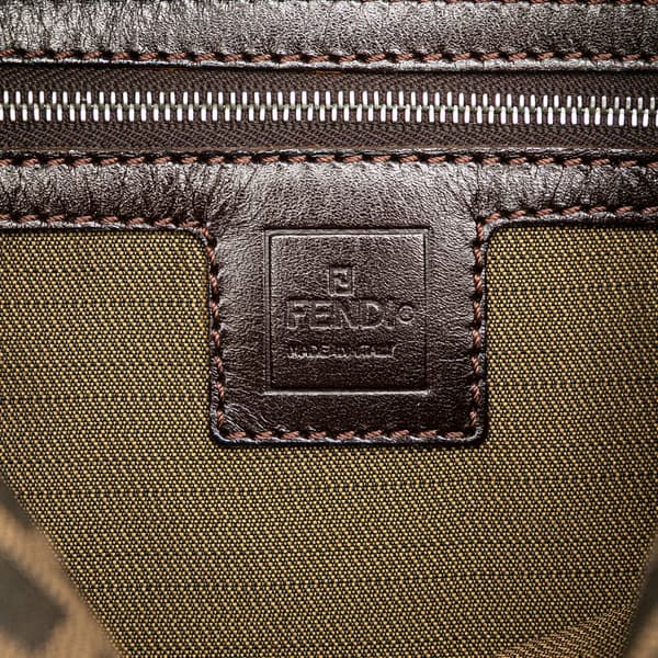 Pre-owned Fendi Zucca Canvas Double Flap Shoulder Bag Brown