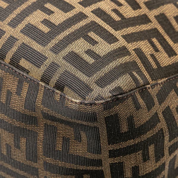 Pre-owned Fendi Zucca Canvas Double Flap Shoulder Bag Brown