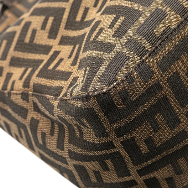 Pre-owned Fendi Zucca Canvas Double Flap Shoulder Bag Brown