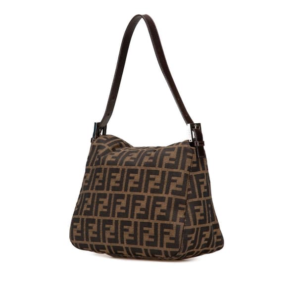 Pre-owned Fendi Zucca Canvas Double Flap Shoulder Bag Brown