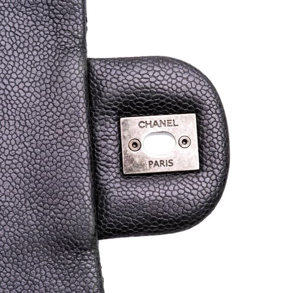 Pre-owned Chanel Jumbo Quilted Iridescent Caviar Easy Flap Gray