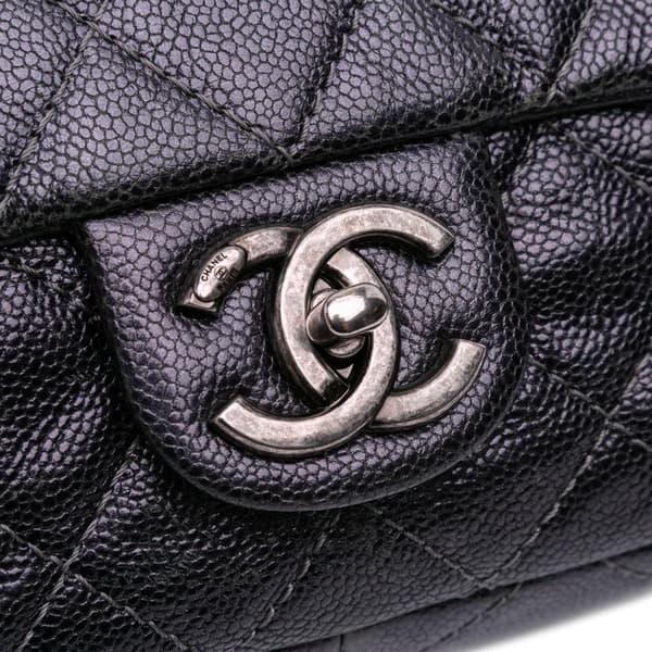 Pre-owned Chanel Jumbo Quilted Iridescent Caviar Easy Flap Gray