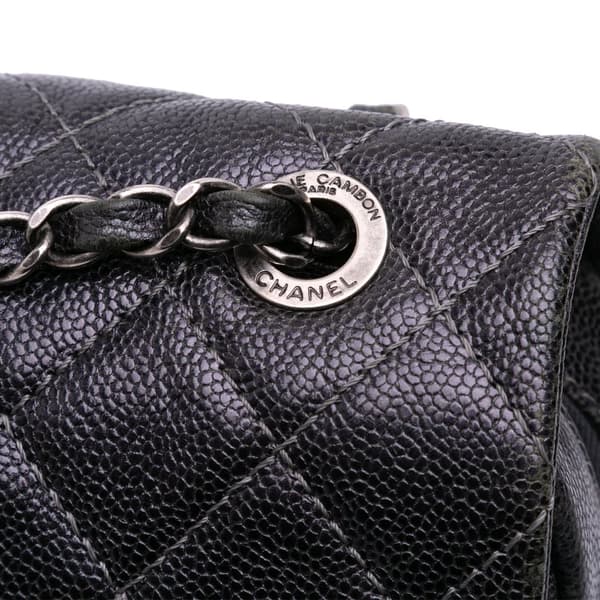Pre-owned Chanel Jumbo Quilted Iridescent Caviar Easy Flap Gray
