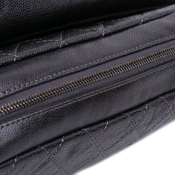 Pre-owned Chanel Jumbo Quilted Iridescent Caviar Easy Flap Gray