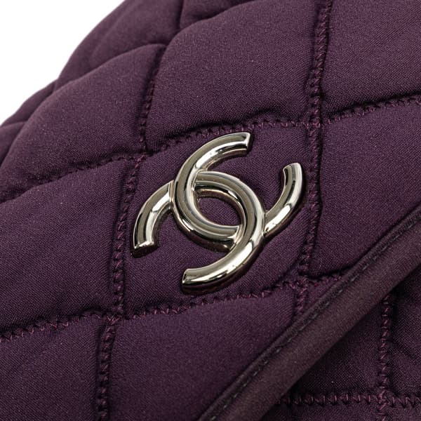 Pre-owned Chanel Small Quilted Nylon Bubble Flap Purple