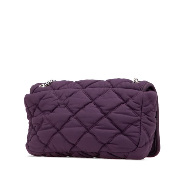 Pre-owned Chanel Small Quilted Nylon Bubble Flap Purple