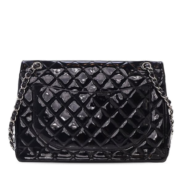 Pre-owned Chanel Maxi Classic Patent Double Flap Black