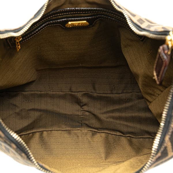 Pre-owned Fendi Zucca Canvas Shoulder Bag Brown