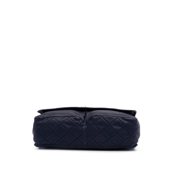 Pre-owned Chanel Large Quilted Calfskin Natural Beauty Split Pocket Flap Blue