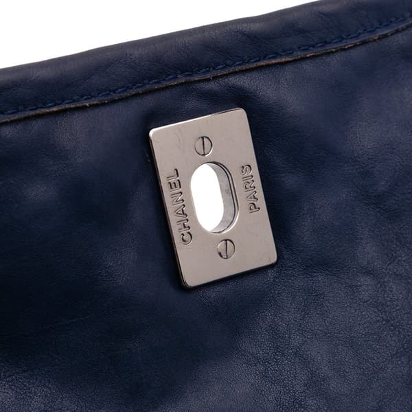 Pre-owned Chanel Large Quilted Calfskin Natural Beauty Split Pocket Flap Blue