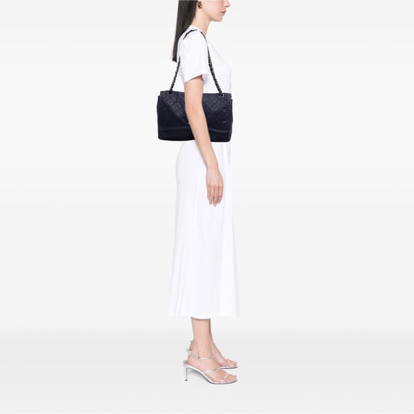 Pre-owned Chanel Large Quilted Calfskin Natural Beauty Split Pocket Flap Blue