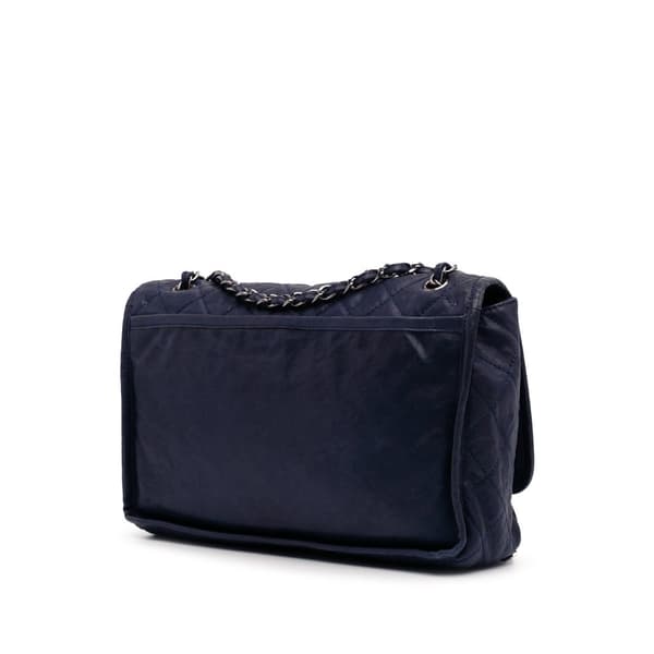 Pre-owned Chanel Large Quilted Calfskin Natural Beauty Split Pocket Flap Blue