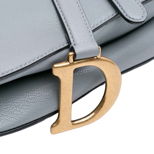 Pre-owned Dior Goatskin Saddle Bag Blue