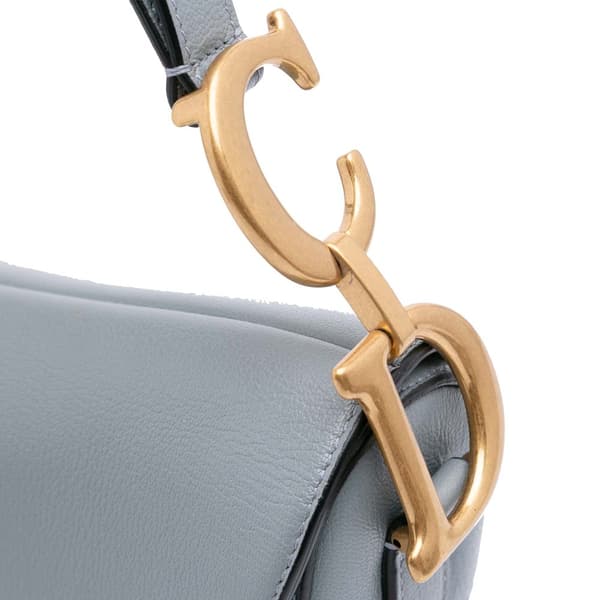 Pre-owned Dior Goatskin Saddle Bag Blue