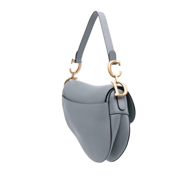 Pre-owned Dior Goatskin Saddle Bag Blue