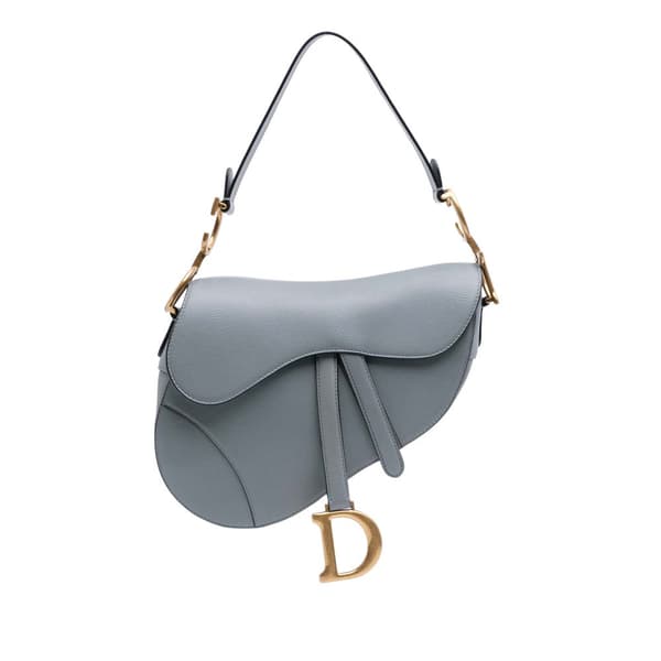 Pre-owned Dior Goatskin Saddle Bag Blue