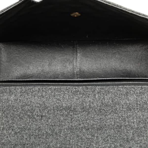 Pre-owned Chanel Maxi XL Classic Wool Single Flap Gray