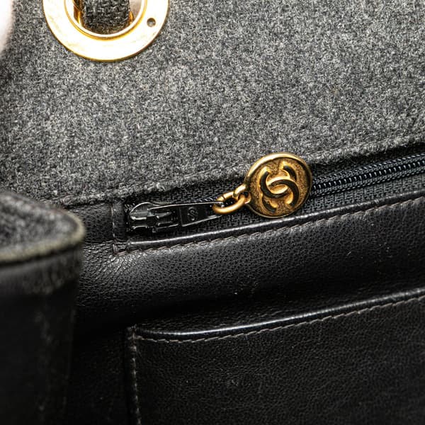 Pre-owned Chanel Maxi XL Classic Wool Single Flap Gray