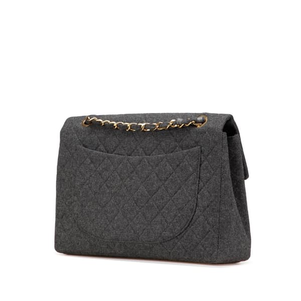 Pre-owned Chanel Maxi XL Classic Wool Single Flap Gray