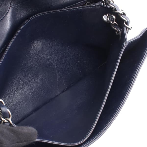 Pre-owned Chanel CC Quilted Lambskin Pushlock Single Flap Blue