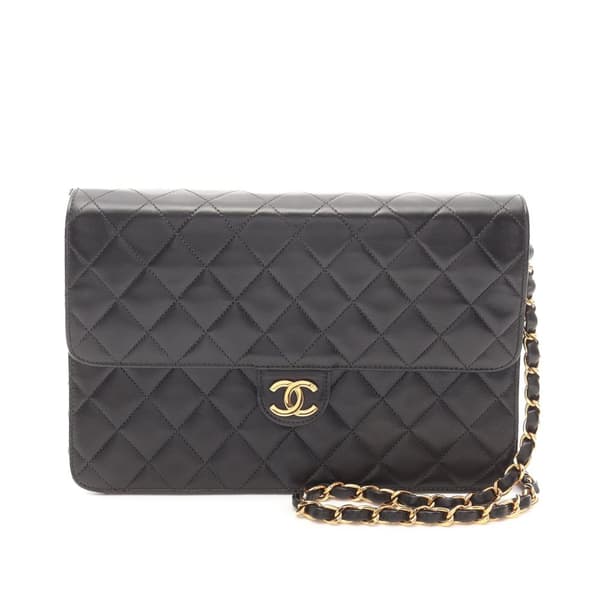 Pre-owned Chanel Medium CC Quilted Lambskin Half Single Flap Black