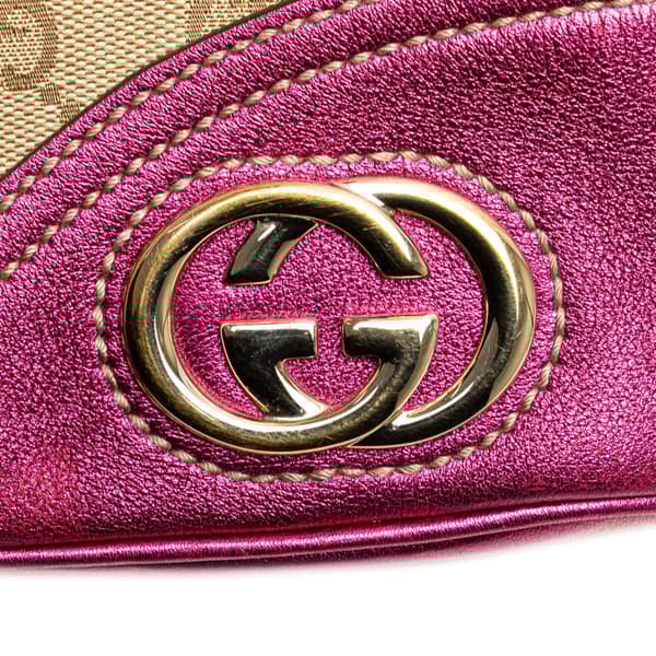 Pre-owned Gucci GG Canvas New Britt Shoulder Bag Brown