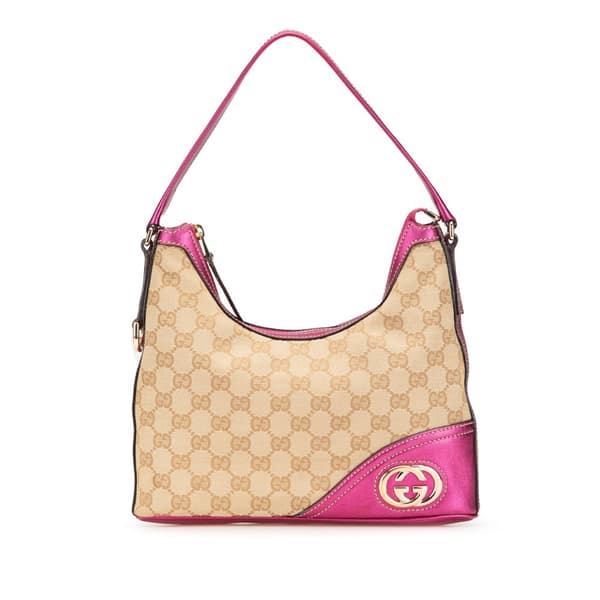 Pre-owned Gucci GG Canvas New Britt Shoulder Bag Brown