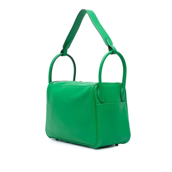 Pre-owned Hermès Clemence Lindy 30 Green