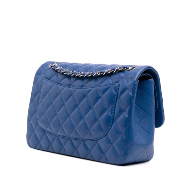 Pre-owned Chanel Jumbo Classic Lambskin Double Flap Blue