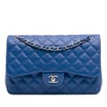 Miniatyrbillede 1 af 10: Pre-owned Chanel Jumbo Classic Lambskin Double Flap Blue