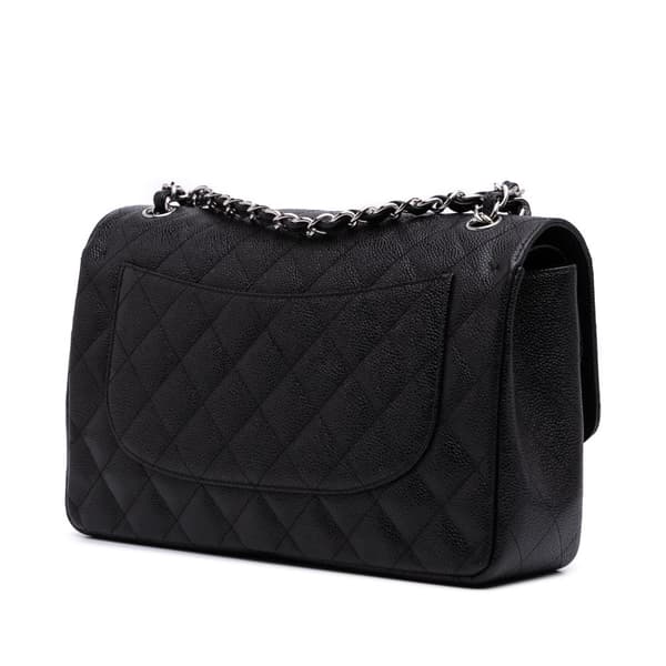 Pre-owned Chanel Jumbo Classic Caviar Double Flap Black