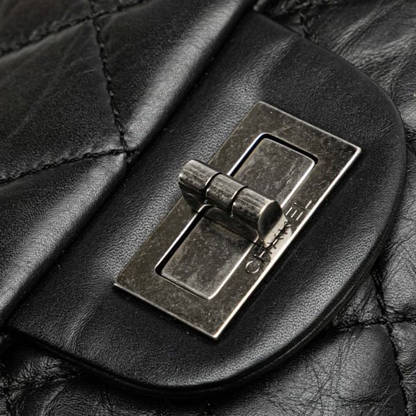 Pre-owned Chanel Reissue 2.55 Aged Calfskin Double Flap 227 Black