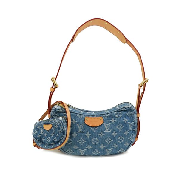 Pre-owned Louis Vuitton Monogram Denim Croissant MM Blue